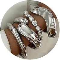 MOZAKA 4PCS Chunky Gold Bangle Bracelets for Women - Trendy Wide Cuff Stackable Statement Wrist Cuffs Fashion Jewelry Gift