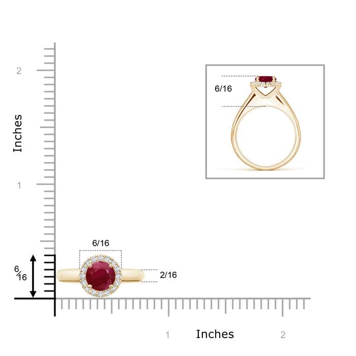 Angara Natural Ruby and Diamond Halo Ring for Women in 14K Solid Gold/Platinum | July Birthstone, Birthday, Engagement, Anniversary, Wedding Jewelry Gift for Women4