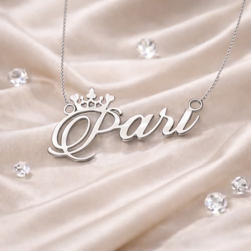 Image of Pari Cursive Gold & Silver Name Pendant Necklace, Best Jewelry Gift for Girls.