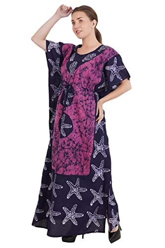 Image of Onekbhalo Women's Cotton Floral Kaftan Nighty Maxi Gown (OK Free Size)
