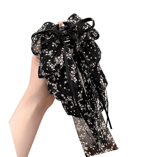 Lightweight Floral Print Scrunchies with Adjustable Bow, Gentle Hair Ties for Sensitive Skin Daily Use and Gym Nonslip Bow Hairp