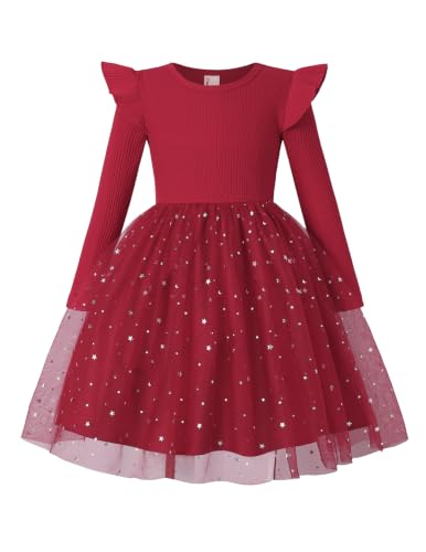 Image of PATPAT Girl's Tulle Dress Tutu Party Birthday Poster Formal Fancy Flower Princess Dresses
