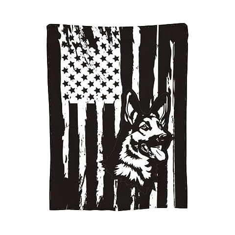 Dog American Flag Blanket - Warm Bed Decor Blanket Super Soft Throw Blanket with Sherpa 80"x60" Flannel Blanket Super Soft for Bed Sofa Travel Cover