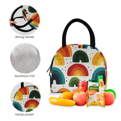 Watercolor Rainbows Print Backpack Set with Lunch Bag, Large Capacity Travel Backpacks and Lunch Box Insulated for Commute Hiking Picnic4