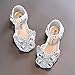 Girls Wedding Sandals Fashion Summer Girls Sandals Dress Performance Dance Shoes Rhinestone Cartoon Butterfly Shape (Silver-1, 11.5 Little Child)