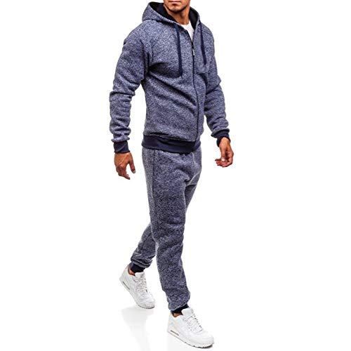 Chándal para Hombre,Hombres Empalme Cremallera Sudaderas Pantalones Juegos Deportivos chándal Traje Conjuntos de Trajes de Artes Marciales para Hombre Sudaderas con Capucha Chaqueta Abrigo (M, F)