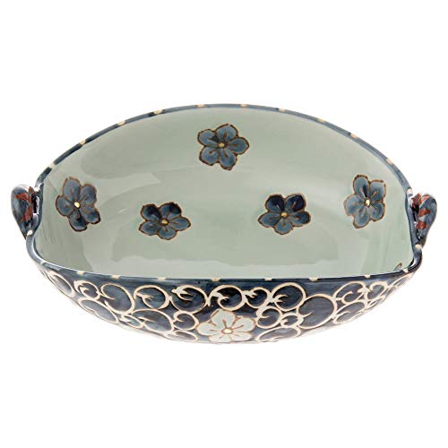????(Saikaitoki) Saikai Pottery 55548 Hasami Ware Confectionery Pot, Arabesque Bellflower Pattern, Diameter 7.7 inches (19.5 cm) (Comes in a Gift Box)