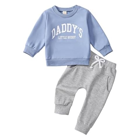 Jeinxcn Infant Baby Boy Fall Clothes Long Sleeve Sweatshirt Pant Toddler Winter Outfits Set Blue 12-18 Months Cover