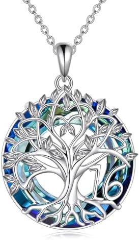 YFN Arbre de vie Collier 16/18/30/40/50/60/70 Ans Pendentif en Argent Sterling Bijoux Cadeaux d'anniversaire pour Mère Grandmère Fille