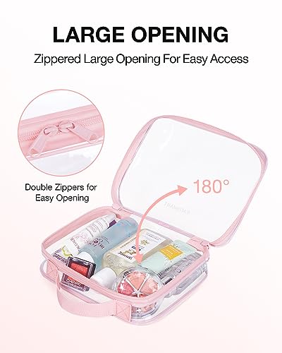 Image of BAGSMART Clear Toiletry Bag, TSA Approved Travel Toiletry Bag Carry On Travel Accessories Bag Airport Airline Quart Size Bags water-resistant Makeup Bag for Women | Water-resistant Travel Toiletry Bag, Carry On Travel Accessories Bag, Airport Airline Quart Size Bags Women Men, Makeup Bag