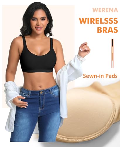 Image of Wireless Sewn in Padded Bras for Women Comfortable Full Coverage Bralettes No Underwire Everyday Tshirt Bra