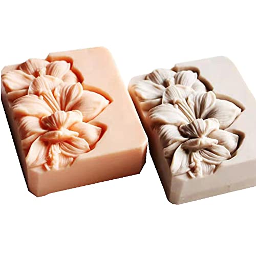 Lily Flower Soap Mold Pretty Flower Soap Silicone Mould for Handmade DIY Soap Making Lotion Bars Scented Candles Resin Crafts Aromatherapy Gypsum Moulds Cake Ice Cube Molds