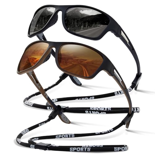 Image of suoso Polarized Sports Sunglasses for Men: UV400 Protection Glasses Wrap Around Goggles for Driving Fishing