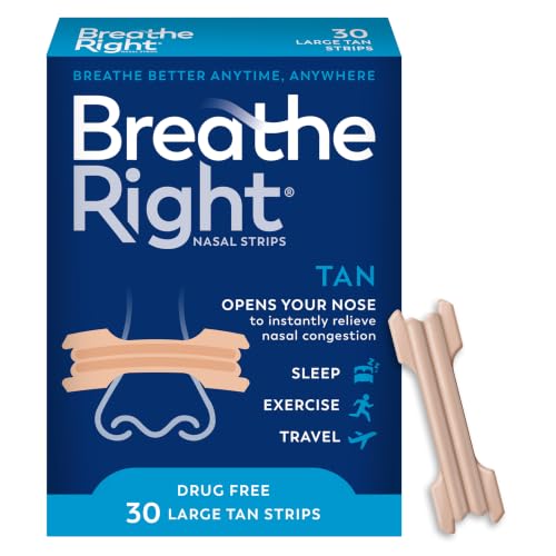 Breathe Right Nasal Strips, Relieves Nasal Congestion, Large, Tan, 30 ct - image 1