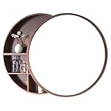 ZAYEN Armario con Espejo baño, Gabinete de Espejo de baño Redondo de Madera Maciza con Puerta corredera, Espejo de tocador montado en la Pared con función de Almacenamiento