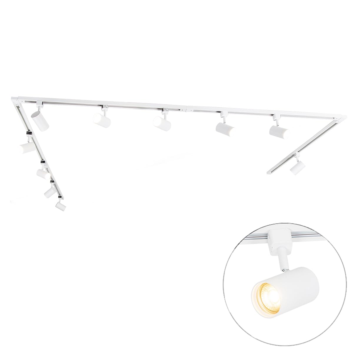 Qazqa White - Modern 1-Phase Rail System With 10 Spots - Jeana - Modern - Suitable For Led Gu10 | 10 Way Light - Steel Surface-Mounted Spotway Light - Suitable For