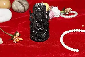 KC PRODUCTS Meditating Lord Ganesha Idol Ebony Wood | Natural Vinayagar Idol | Ebony Wood Karungali Kattai Lord Ganesha Ganpati [ 2 inch Balck ]