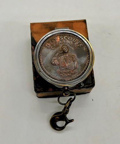 Brújula de Bolsillo de Latón Boy Scout con Estuche de Cuero – Herramienta de Navegación Marítima 2x1.7 Pulgadas para Senderismo, Camping y Mochilero miniatura 3