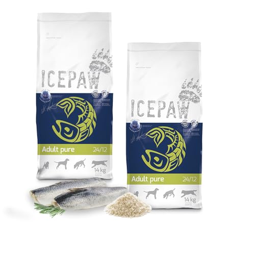 ICEPAW I Trockenfutter Adult Pure 2 x 14 kg I Mit Fisch (Hering) und Reis I Für normal aktive Hunde