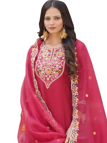 Image of VredeVogel Kurta Set with Dupatta | Viscose Rayon Embroidered Kurta Set for Women | Women's Ethnic Casual Kurti Set |Kurta Pant Festive Suit