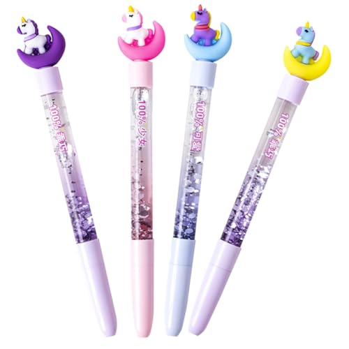 MOTHNUR 4個 流砂中性ペン カートゥーンデザイン 滑らか耐久性ゲルペン 学校 オフィス向け かわいいサインペン 小学生 中学生文房具