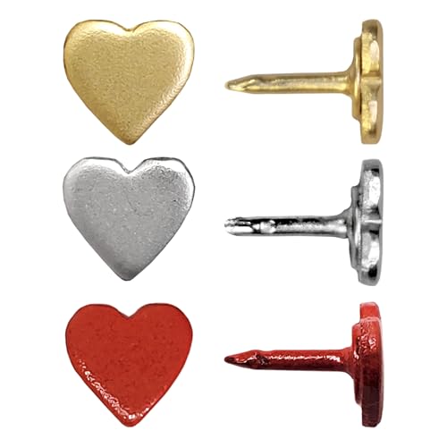 Image of Mini Silver Heart Push Pins - Mini Silver Metal Heart Map Pins - for Cork Board, Maps, or Lapel Pin Use - Designed in USA - Set of 20