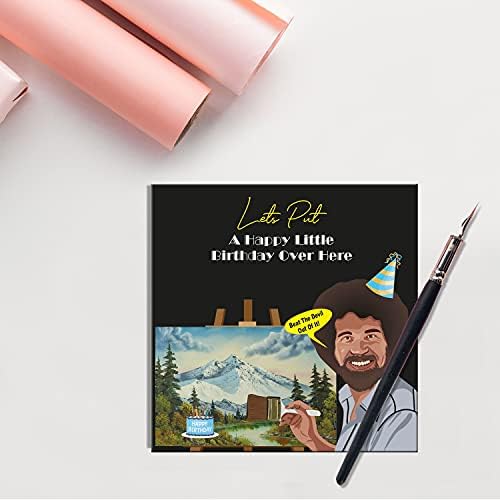Cult Kitty - Happy Little Birthday - Bob Ross - Funny Card for Her - Hilarious Card for Him - Cheeky Mum Birthday Card - Amusing Dad Birthday Card - Witty Card For Birthdays For Friends & Family