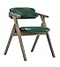 Krzesła do jadalni Stołki barowe Krzesło do jadalni z litego drewna Składane krzesło z oparciem i podłokietnikiem Fotel na biurko Wyściełany stołek Siedzisko w stylu vintage retro (kolor: zielony PU)