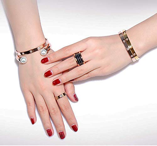 Gold/Rose/White Gold Plated Love Bangle Bracelet Heart Stone Stainless Steel With Cz Crystal Bangle Bracelets Present Gift For Women Teen Girls (6Mm Oval-Gold) #TOP6