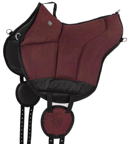 Equinate Reitpad Toledo aus Mikrofaser Weinrot - Bareback Pad mit pflegeleichter Neopren Unterseite - Reitkissen Baumloser Sattel