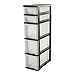 Produktbild Iris Ohyama, Schubladenschrank auf Rollen, 5 Schubladen (3 x 10 L + 2 x 4 L), mit Rollen, durchsichtige Schubladen, Büro, Bad, Wohnzimmer - New Slim Chest NSC-223 - Schwarz