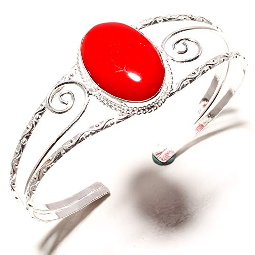 Bracelet jonc argent 925 et corail rouge cadeau artisanal unique