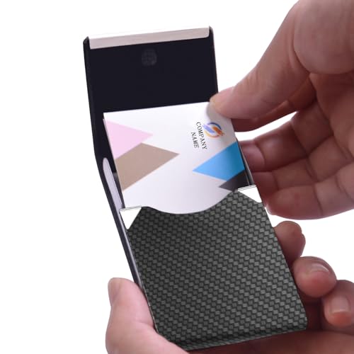 Business Card Holder with Ultra Slim Design,Business Card Case with Premium PU Leather,Suit Pocket Metal Card Holder for Women/Men,Professional Name Card Holder with Magnetic Shut (Black1) - Image 3