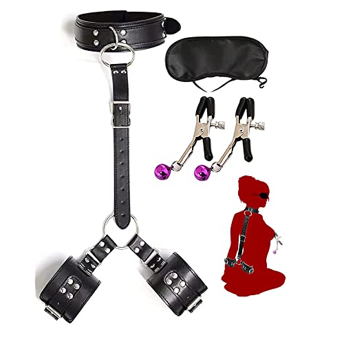 Ensemble de 3 pièces Party Game accessoires élégant collier en cuir noir avec bracelet...