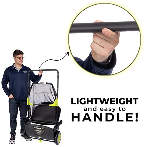 Earthwise LSW70021 21-Inch Width Leaf & Grass Push Lawn Sweeper, Black