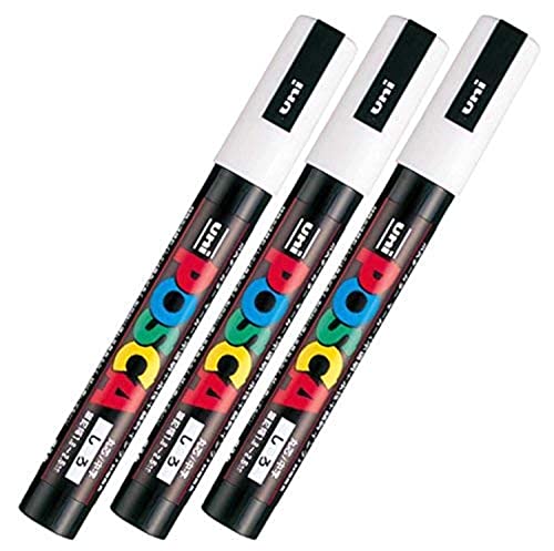 Uni Posca Paint Marker Pen PC-5M  Medium Point White Ink Value Set of 3