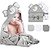 momcozy Baby Badetuch Set, 8-teiliges Babyhandtuch Set, 2X Baby Kapuzenhandtuch 76X76 cm und 6X Baby Waschlappen 24x24cm, Babyhandtuch mit Kapuze für Neugeborene, Weich & Super Saugfähig, Unisex