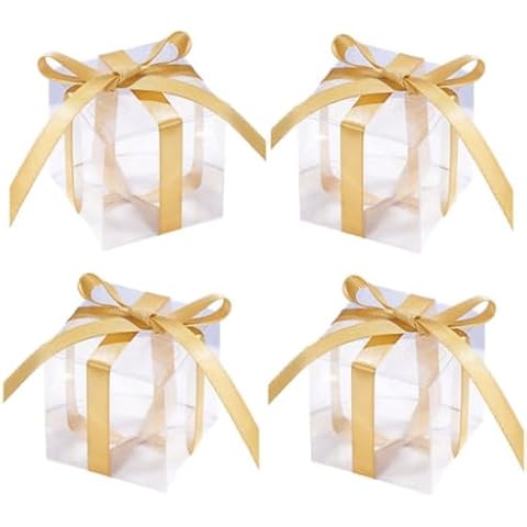 KUPOO 50pcs Clear Favor Boxes, 2.76 x 2.76 x 2.76 inches Plastic Small Gift Boxes Transparent Cube Treat Boxes for Wedding,Party (2.76 x 2.76 x 2.76 Inch) Cover