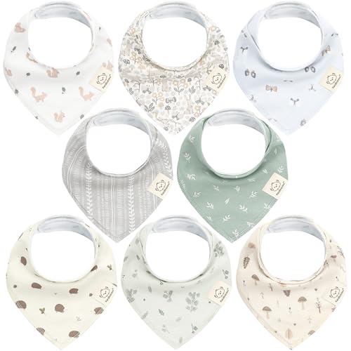 Image of KeaBabies 8-Pack Organic Baby Bandana Bibs for Girls - Super Absorbent Triangle Baby Bibs for Drooling and Teething Infant, 100% Cotton Extra Soft for Newborn, Infant 0-36 Months (Prairie)