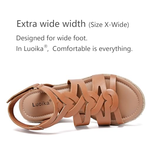 Luoika Women's Wide Width Wedge Sandals, Espadrille Wedge Pump Heel Platform Ankle Strap Open Toe Women's Sandal Concise Casual Summer Shoes.2