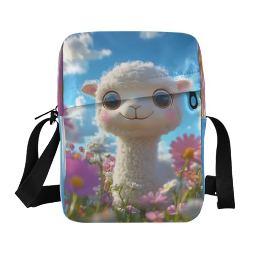 Crossbody Bag Cute Alpaca Messenger Bag for Women Men Purse Shoulder Bag Satchel Bag with Adjustable Strap 214B9297