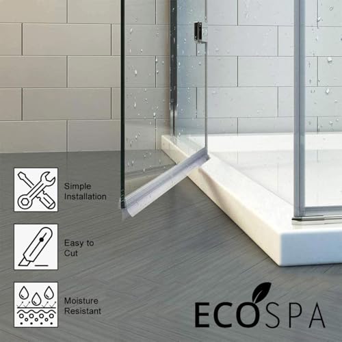 ECOSPA Shower Door Seal Strip for 6-8mm Glass Screens or Door - Seals up to 15mm Gap - Perfect Shower Screen Seal Replacement with 90cm Adjustable Length (Straight)