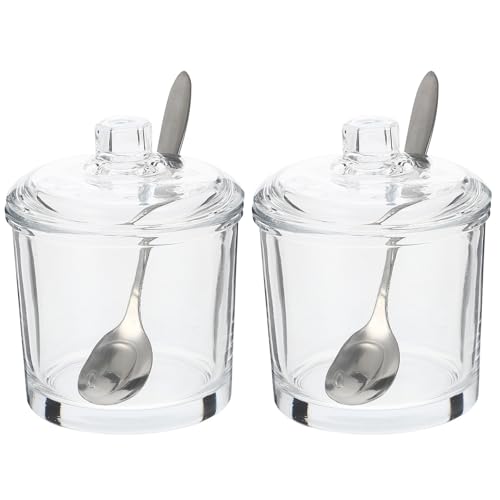 Yardwe Botes para Especias Soporte de Acero Inoxidable de Juego de 2 con Tapas y Cucharas para Almacenar Condimentos Varios estilos en Cocina Doméstica Varios estilos