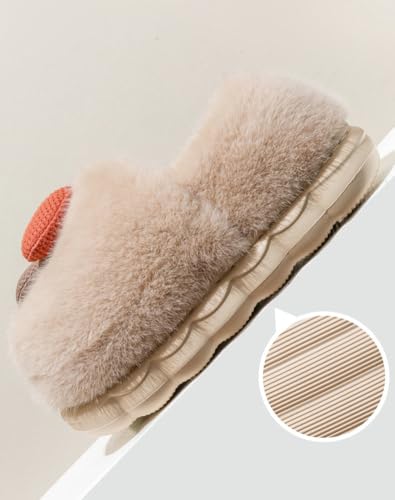 Plush Slippers for Women Comfortable Warm House Slippers with Anti-Skid Rubber Sole Cute Slip on Indoor and Outdoor Shoes3