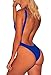 Viottiset Women's Cutout Thong One Piece Swimsuit High Cut Swimwear Sexy Monokini Blue Small