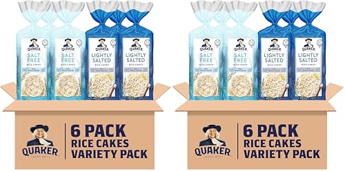 Image of Quaker Large Rice Cakes,Gluten Free,Lightly Salted + Salt Free Variety Pack,4.47 Ounce,(Pack of 12)