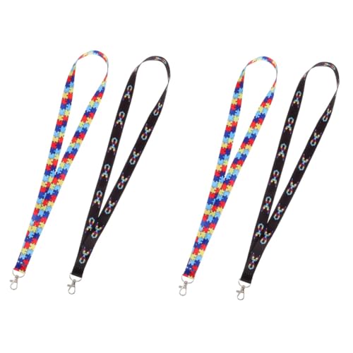 DIYEAH 4 Piezas Cordones para Credenciales de Identificación Multifunción, Cuerda de Nailon y Metal, Set de 2 Unidades (modelo Rompecabezas y Cinta), Cordones Largos para Oficina y Uso