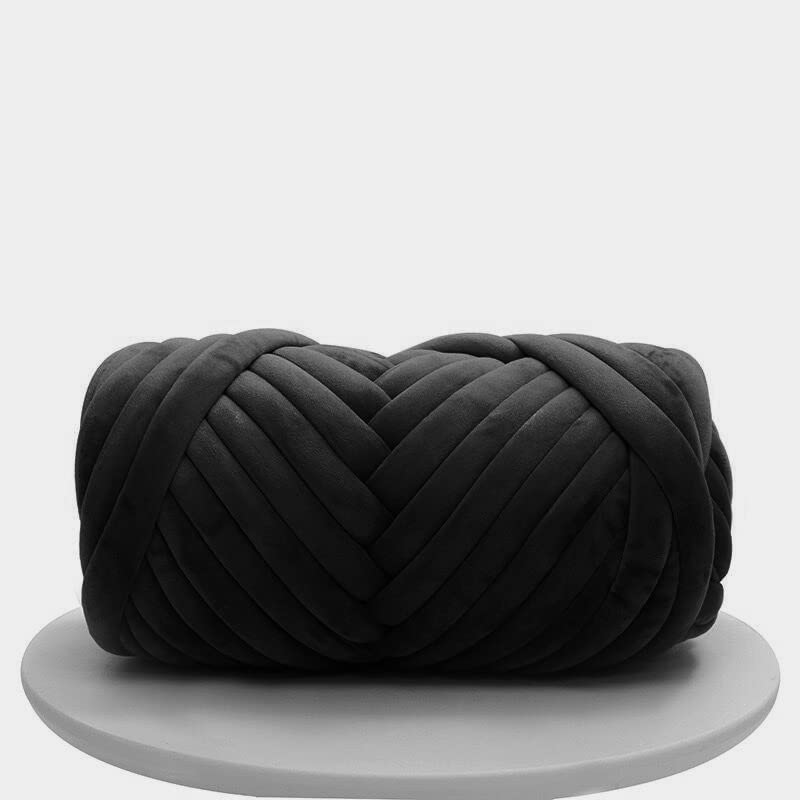 Chunky yarn fil épais noir de 1kg pour tresser un panier design ou tapis