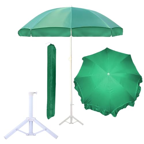 Image of ORILEY Garden Umbrella with Stand Foldable Big Size (7ft Height 42 Inch Rib Arm) Heavy Duty Waterproof Rain & UV Sun Protection Outdoor Patio for Balcony Shedding Cantilever & Lawn (Dark Green)
