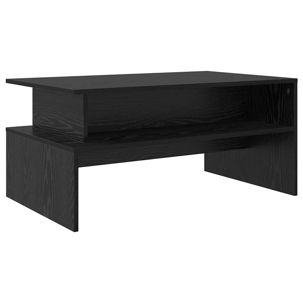 Mesa de centro de roble negro, 90 × 55 × 42,5 cm, 1 estante, 75 kg, para salón, oficina en casa